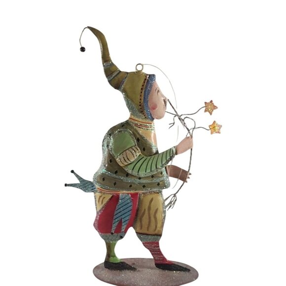 Vintage-Inspired Handpainted Metal Jester Holding Star Wand Figurine - Picture 3 of 10